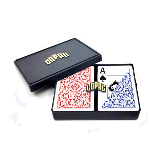 Copag 1546 Design 100% Plastic Playing Cards, Bridge Size (Narrow) Red/Blue (Jumbo Index, 1 Set)