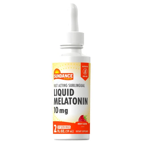 Sundance Melatonin 10mg Liquid | 2 Fluid Ounces | Berry Flavor | Fast Acting Sublingual Formula | Vegetarian, Non-GMO, and Gluten Free Supplement