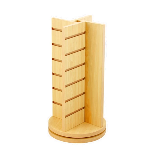 NYC Store Displays Slatwall Merchandiser, 4-Way Countertop Spinner, Rotating Merchandiser Store Display, Maple, 12