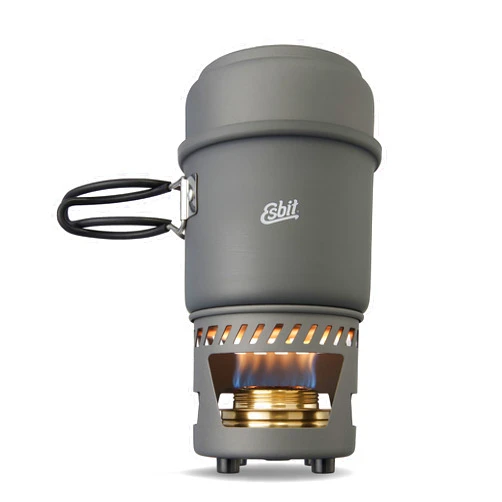 Esbit CS985HA 5-Piece Lightweight Trekking Cook Set with Brass Alcohol Burner Stove
