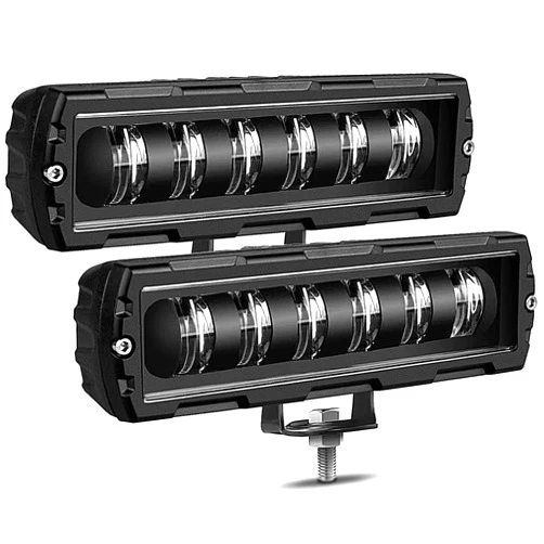 Adzoon 6 Inch LED Light Bar 2PCS 60W Single Rows Flood Beam Slim LED Pods Work Light Off Road Driving Light Backup Light for Truck ATV SUV UTV Motorcycle Boat