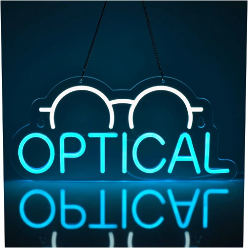 Jomobuty Optical Neon Sign for Wall Decor LED Light up Sign Eyeglass Store Optician's Store Eye Exams Optometry Business Signage Grand Opening Gift 16.5