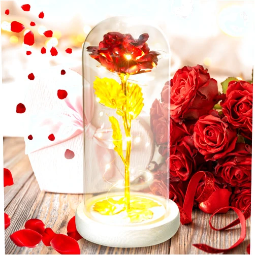 LUSHARBOR Mothers Day Rose Gifts for Mom, Preserved Red Rose Flowers for Women, Gifts for Wife Mom Grandma, Enchanted Red Silk Rose Flowers in Glass Dome