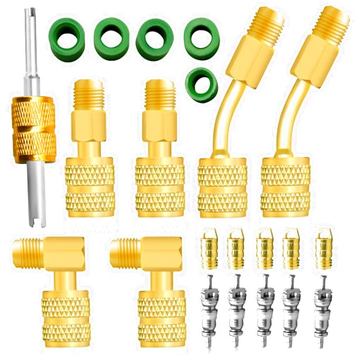 CANIPHA R410A Adapter Kit, Mini Split Adapter 5/16 to 1/4 Coupler R410A Refrigerant Hose Adapter Connector Valve Core Remover, Mini Split Vacuum Pump Kit 410A Refrigerant for R410A Mini Split Air Conditioner