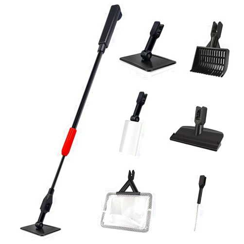 SVECKE Fish Tank Cleaning Tools, 6 in 1 Aquarium Cleaning Tools, Fish Tank Cleaner with Adjustable Long Telescopic Handle,Multifunction Aquarium Cleaner for Saltwater Freshwater Fish Tank Cleaning Kit
