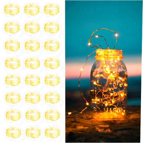 Yiaht 24 Pack Fairy Lights Battery Operated String Lights 7 Feet 20 Led Waterproof Christmas Lights Silver Wire Firefly Starry Moon Lights for Bedroom DIY Party Wedding Patio Christmas