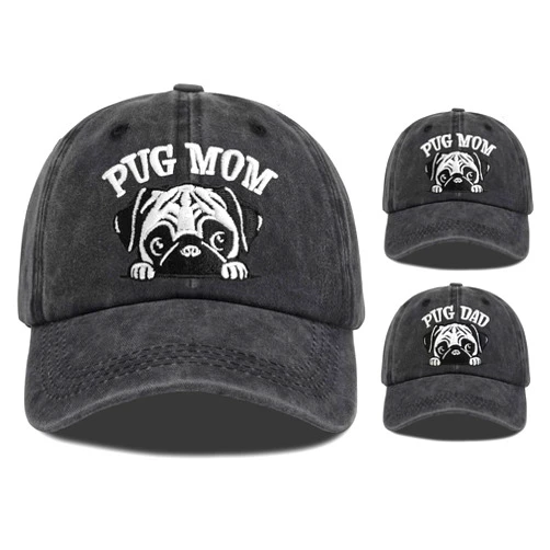 ZVUZVO Pug Mom/Dad Gifts for Women, Pug Mom/Dad Baseball Caps, Adjustable Dog Caps, Christmas Birthday Gifts for Dog Lovers