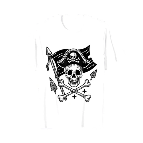 Skulls and Swords Boutique Pirate Skull Flag Jolly Roger Bones Skeleton T-Shirt