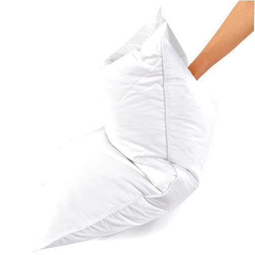 Three Geese White Goose Feather Polyester Bed Pillows Queen Size Set of 1- Soft 600 Thread Count 100% Cotton, Medium Firm,Soft Support Surround Fill Polyester (Queen Size:Pack of 1)