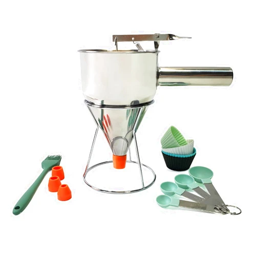 CIPARHOLA Batter Dispenser 20oz/40oz Stainless Steel Pancake Batter Dispenser with 4 Silicone Nozzles A Sturdy Pancake Mix Dispenser and Essential Batter Pourer Designed for All Baking Enthusiasts (40 oz)