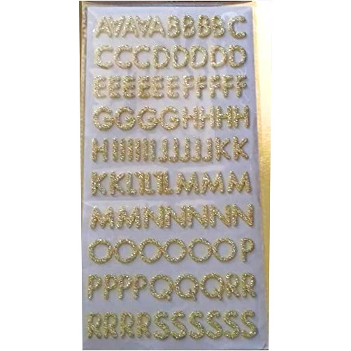 Dazzle Glitter Tattoos Alphabet Gold Glittery Capitals Letters, Numbers & Special Characters Stickers 1
