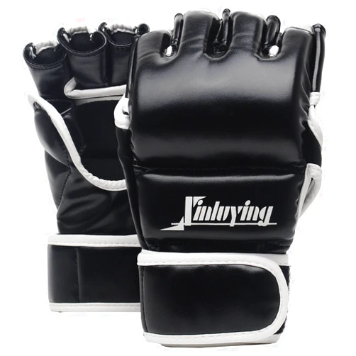 Xinluying MMA Gloves Martial Arts Grappling Sparring Punch Bag UFC Boxing Training Half Mitts for Men Women