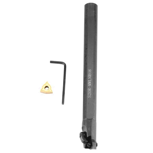 Jwthee Lathe Turning Tool,20x200mm S20R-MWLNR08 CNC Holder Turning Tool Boring Bar Holder with WNMG0804 Blade for Lathe Grooving Tool Holder for Semi-Finishing and Finishing Operations
