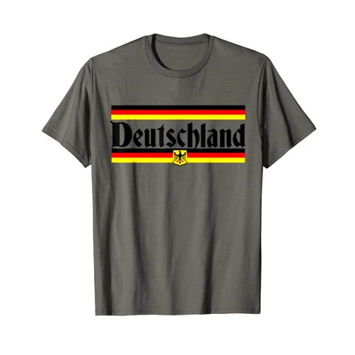 Funny Oktoberfest designs for men and women DEUTSCHLAND, Germany, Flag Coat of Arms with Eagle Unisex-Adults T-Shirt, Grey, Small, Short Sleeve, Classic Fit, Cotton, Polyester