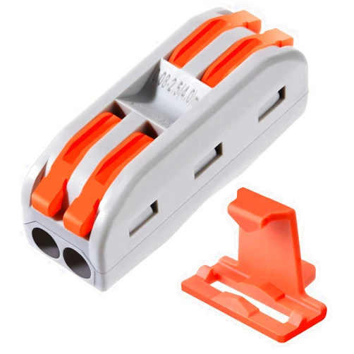 XHF2018 25pcs Conductor Compact Connectors Lever Wire Nut Electrical Connectors with Fixed Base for 2 Circuit Inline Splices 28-12 AWG