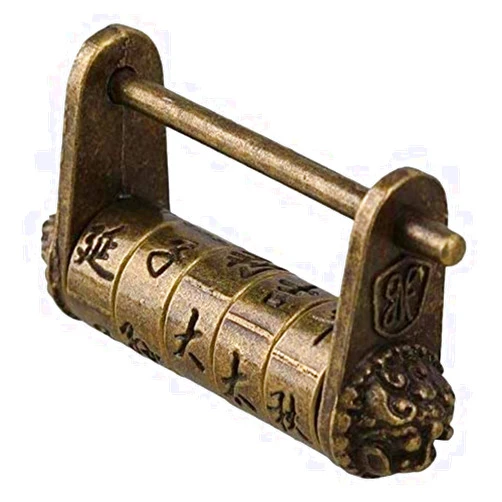 Generic Combination Padlock,Code Lock,Fliyeong Vintage Lock, Metal Chinese Old Style Antique Password Lock, Jewelry Case Padlock Very Practical and Popular Combination Padlocks (Color : Multi-Colored)