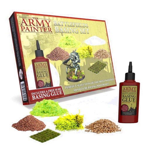 The Army Painter Battlefields Basing Set - Static Grass for Miniature Terrain Basing set - Static Grass & Free Basing Glue, Woodland Scenic Static Grass, Scenery Flocks - Master Quality Game Miniature
