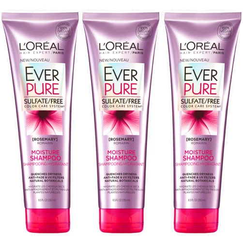 L'Oreal Paris Hair Care Ever Pure Sulfate Free Moisture Shampoo, 3 Count