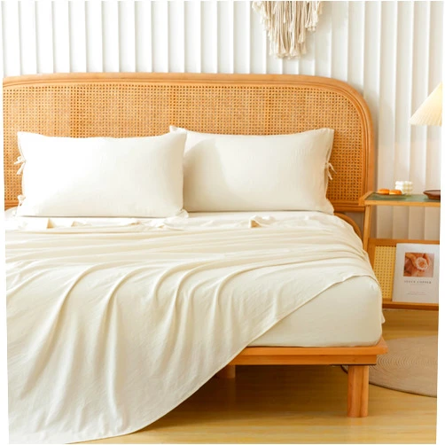 COTTEBED Super Soft Sheet for Queen Size Bed 4 Piece - Easy Care Washed PolyCotton Bedding Fitted Flat Sheet & Pillowcase Set - Lightweight Tech for All Seasons Use Deep Pocket 16