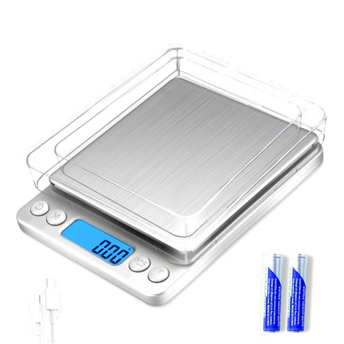 SKEAP 1kg/0.01g Gram Scale 0.01g Accuracy, Silver Food Scales Kitchen Digital Weight Grams & OZ, Jewelry Scale, High Accuracy Gram Scale, Digital Scale with Charging,Batteries and USB Cable Included