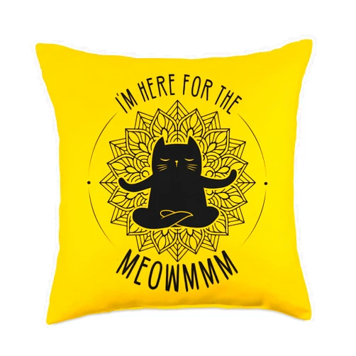 Funny Yoga Cat Meditation Meow Meowm Om Funny Cat Meditation Throw Pillow