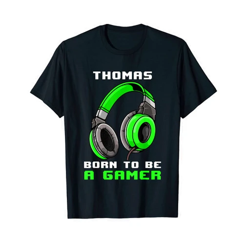 Personalized Gaming Gift Idea And Gamer Quotes Thomas - Born To Be A Gamer - Personalized T-Shirt
