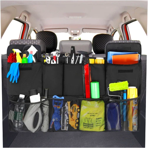 Rinvanic Car Trunk Organizers and Storage,Large Capacity Car Trunk Organizer and Storage Backseat Hanging Organizer Bag with 9 Pockets Car Backseat Organizer Bag for SUV Van Container