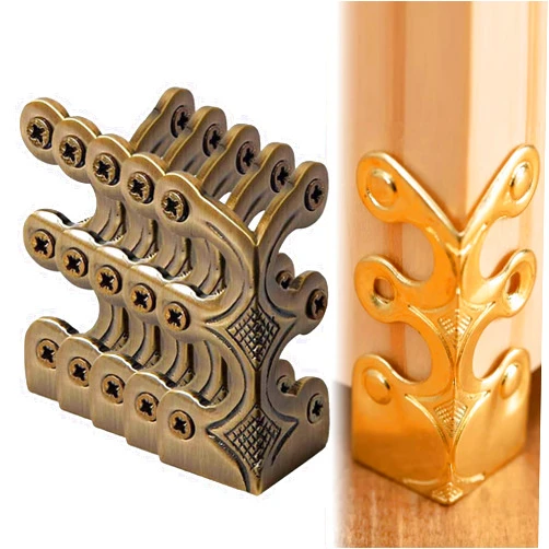 Luizaro Baseboard Skiffers, Brass Skiffers Corner Protectors, Skirting Board Corner Protectors, Vintage Metal Decorative Protector Cover, Home Accessory for Furniture, Cabinets, Boxes(Bronze,10PCS)