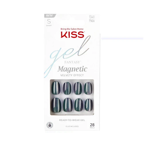 KISS Gel Fantasy, Press-On Nails, Nail glue included, 'Dial Me', Gray, Short Size, Oval Shape, Includes 28 Nails, 2g glue, 1 Manicure Stick, 1 Mini File
