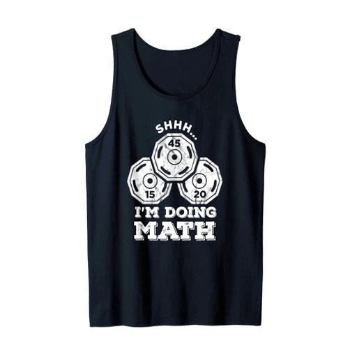Weightlifter Fitness Math Lover Workout Gift Shhh I'm Doing Math Funny Weight Lifting Workout Training Tank Top
