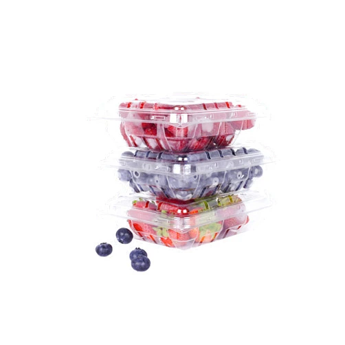JAK Industrial 42 Pack - 6 Ounce Clear Plastic Vented Berry Containers with Clamshell Lids - For Blueberries, Raspberries, Blackberries