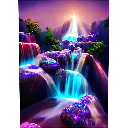 KINPLUB 5D Diamond Painting Kits for Adults, Moonlight Waterfall Diamond Art Kits, DIY Full Drill Night Moon Landscape Paint with Round Diamond Dots, Fantasy Home Wall Decor 12 x 16 Inch
