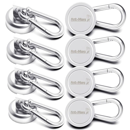 Ant Mag Carabiner Magnetic Hooks 50LBS Heavy Duty Neodymium Magnet Carabiner with Swivel Carabiner Snap Hook for Indoor/Outdoor Hanging Grill Kitchen Warehouse Office