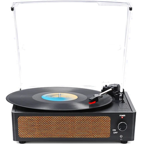 WOCKODER Vinyl Record Players Vintage Turntable for Vinyl Records with Speakers Belt-Driven Turntables Support 3-Speed, Bluetooth Wireless Playback, Headphone, AUX-in, RCA Line LP Vinyl Players Black
