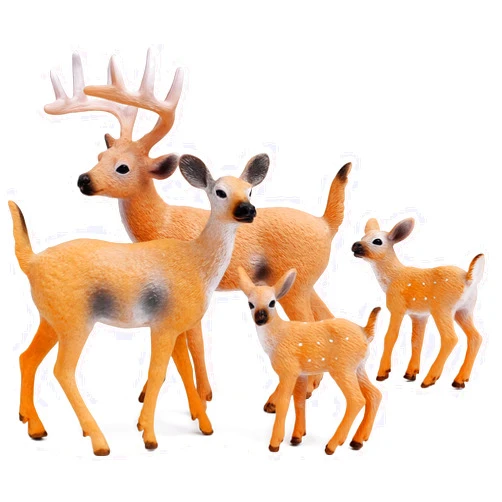 Gemini&Genius Animal Toys Whitetail Deer Figurines with Cub, 4Pcs Reindeer Family Woodland Animal Toys, Great for Kids Party Favors, Treasure Box Prizes, Goodie Bag Fillers, Family Fun or Cake Toppers