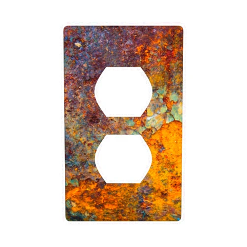 MOYMTEP Farmhouse Rusty Antique Brass Patina Copper Metal Texture Outlet Covers 1-Gang Duplex Receptacle Wall Plate Light Switch Cover Plate Decorative Funny Electrical Outlet Covers Socket Covers For Outlets
