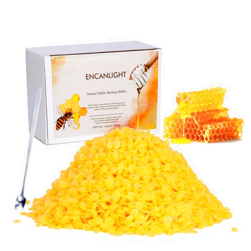 ENCANLIGHT Beeswax Pellets, Organic Yellow Bees Wax Pellets Melts - Food Grade & Triple Filtered for Skin Care, Lotions, Candle Making, Lip Balm, Body Creams and Soap Making