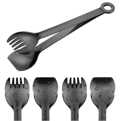 MSY BIGSUNNY Small Serving Tongs - 6 Inches Premium Stainless Steel Appetizer Tongs, Set of 4 (Black, 6