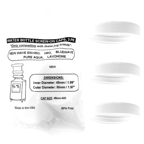 SANITRO Water Systems Screw-On Caps for Water Cooler/Dispenser Plastic Jugs, 48mm Bottle Lids