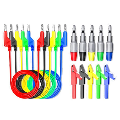Goupchn 4mm Stackable Banana Plug to Banana Plug Test Leads Kit with Wire Piercing Probes, Alligator Clips Soft Flexible Cable Wire 5 Colors for Multimeter Electrical Testing 1000V/15A