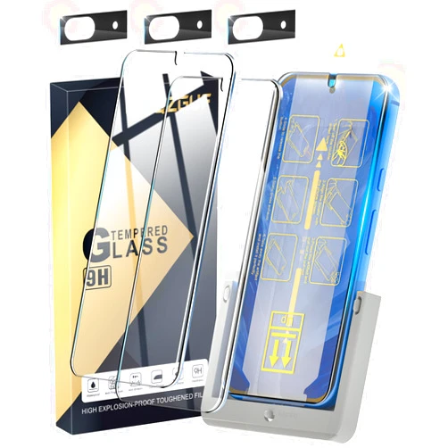 CWQZGUF [3+3+1 Pack] Pixel 8a Screen Protector + Camera Lens Protector + Alignment Frame, Easy installation, HD Tempered Glass, Touch Sensitive, Anti Scratch, Bubble Free for Google Pixel 8a Screen Protector