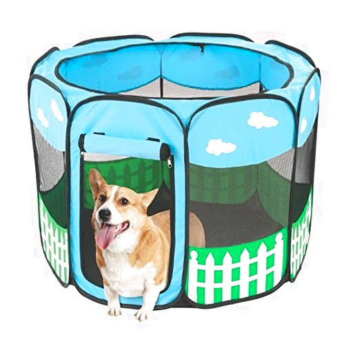 Etna Pet Portable Foldable Play Pen Exercise Kennel Dogs Cats Indoor/outdoor tent for small medium large pets Animal Playpen with Pop up mesh cover great for travel by Etna
