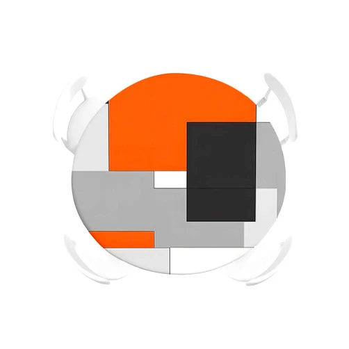 ZFUNCING Round Fitted Tablecloth Elastic Edged Table Cover,Abstract Minimalist Patchwork Art Waterproof Wipeable Table Cloths for Kitchen Dining Party Fit up 36-44in Tables,Orange Black Gray Block