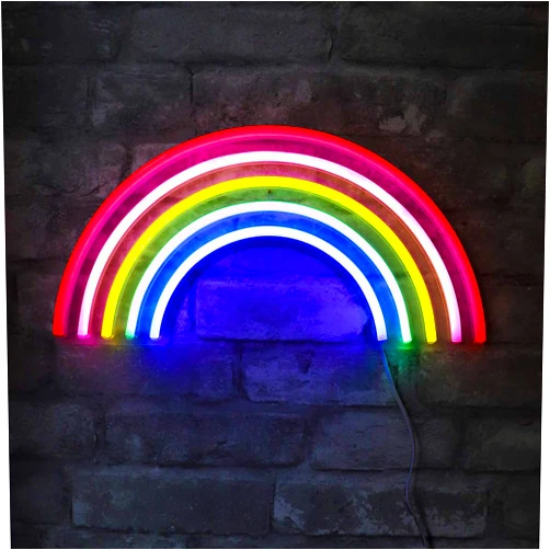 Isaac Jacobs 15” x 7.5” inch LED Neon ‘Multi-Colored Rainbow’ Wall Sign for Cool Light, Wall Art, Bedroom Decorations, Home Accessories, Party, and Holiday Décor: Powered by USB Wire (RAINBOW)