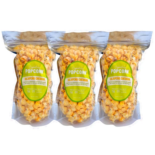 Signature Popcorn, 3-Pack Large Resealable Bags, Jalapeno Cheddar, Gourmet Popcorn Snack, Gluten Free