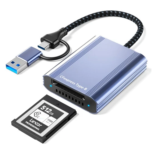 Yeemie Pro CFexpress Type B Card Reader with 10Gbps USB 3.2 Gen 2, USB-C & USB-A 2-in-1 Type B CFexpress Adapter, Compatible with Windows/Mac/Linux/Android, iPhone 17/16/15, iPad, Laptop, Tablet, Smartphone
