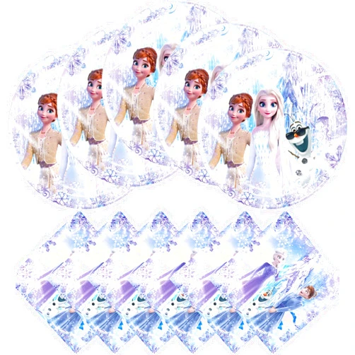 Hysnol Birthday Party Supplies for White Frozen, Include 20 Plates and 20 Napkins, White Frozen Birthday Party Decorations