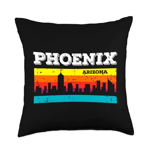 Funny Skyline Gift Idea For Men Women Kids Phoenix Arizona Skyline Throw Pillow, 18x18, Multicolor