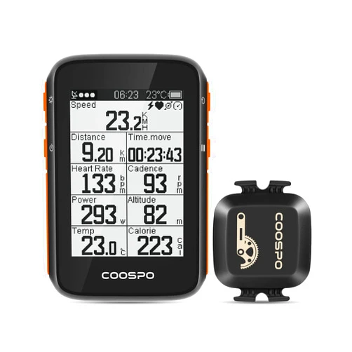 COOSPO Bike Computer Wireless GPS, Bike Speedometer with Auto Backlight, Bluetooth ANT Cycling GPS Computer,Bicycle Computer BC200 with Waterproof, Compatible with CooSporide app HR/Cad/Spd/Power Sensor