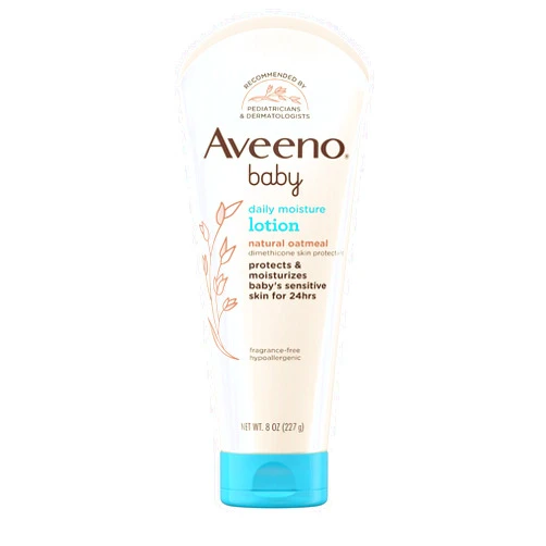 Aveeno Baby Daily Moisture Lotion for Delicate Skin with Natural Colloidal Oatmeal & Dimethicone, Hypoallergenic Moisturizing Baby Lotion, Fragrance-, Phthalate- & Paraben-Free, 8 fl. oz